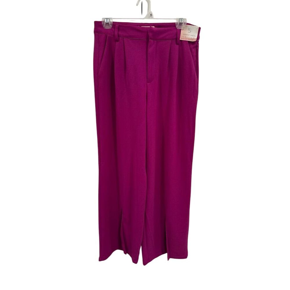 Wide-Leg High-Rise Pants in Fuchsia